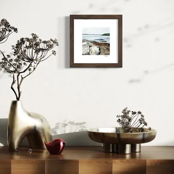 8x8 Maine Original Oil Painting Atlantic Ocean Rocks New England Coastal Signed - Picture 5 of 8